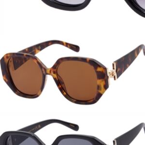 Tortoise Shell Sunglasses Geometric Shape Polycarbonate Large Oversized Wide